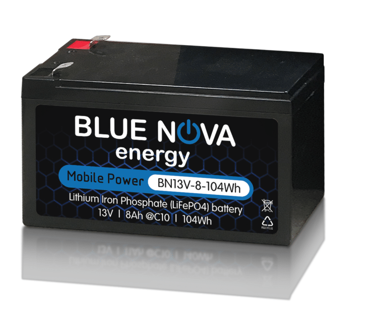 Blue Nova 8Ah 13VDC LiFePO4 Battery - BN13V-8-104Wh